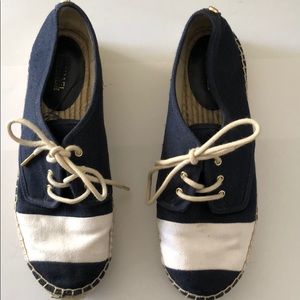 Michael Kors Blue & White shoes with Gold Accents